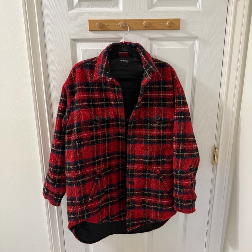 The Kooples Wool Alpaca Blend Red Plaid Button-Up Jacket 2
